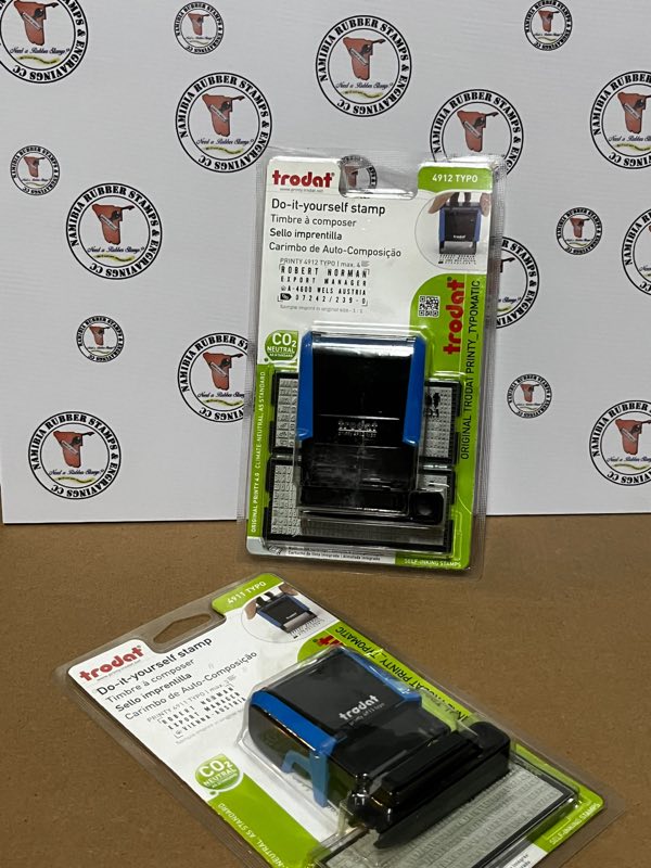 Two boxed Trodat do-it-yourself stamp kits, models 4911 and 4912 Typo