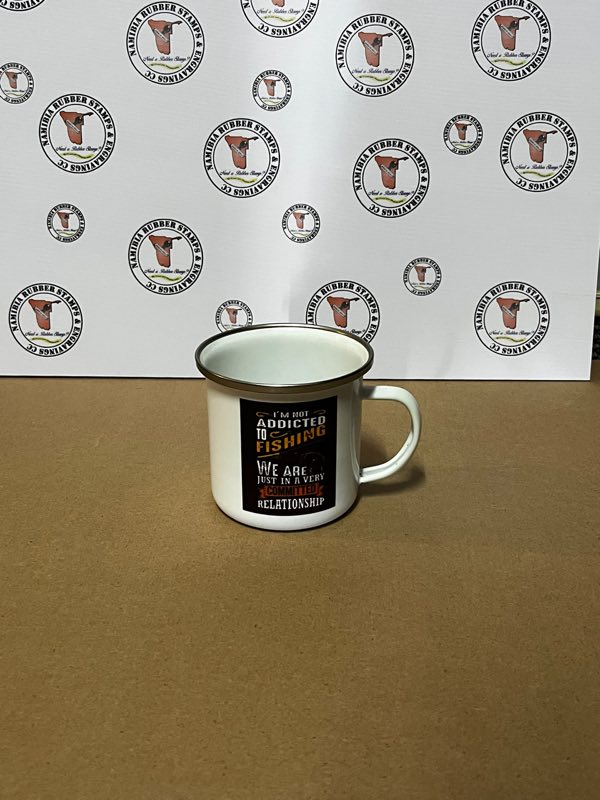 A printed stainless steel mug